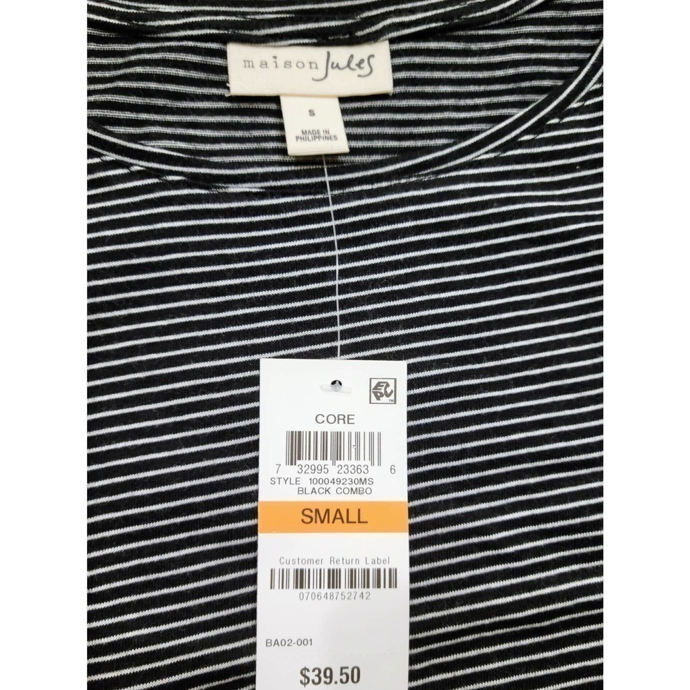 Maison Jules Black White Stripe Top Small NWT - Picture 3 of 9